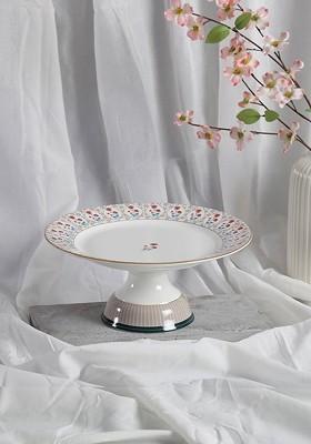 White And Orange Colored Printed Cake Stand