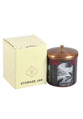 Royal Hues Black Floral Printed Stainless Steel Container