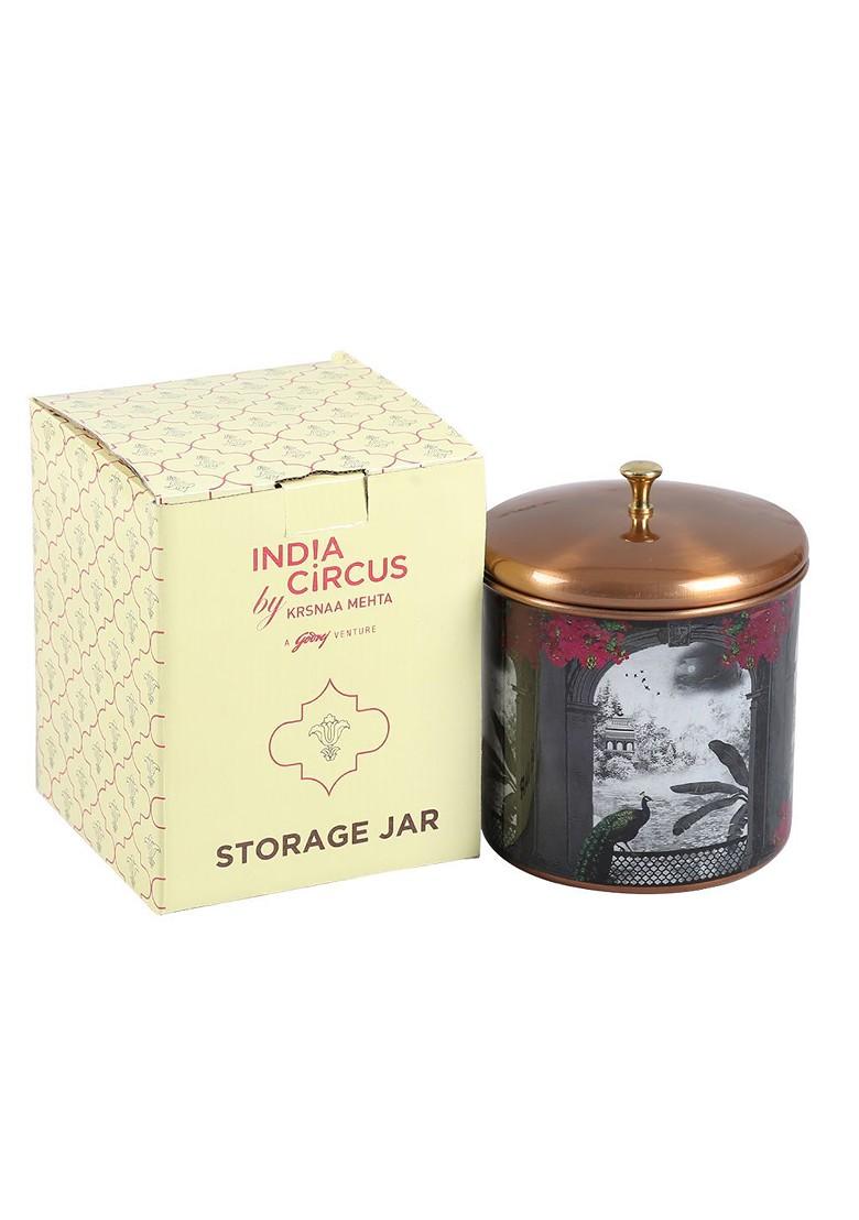 Royal Hues Black Floral Printed Stainless Steel Container