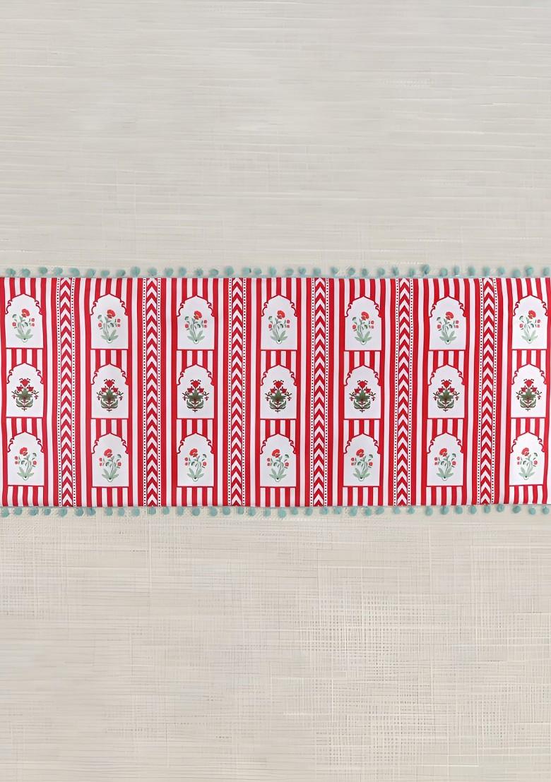 Red Printed Micro Velvet Table Runners