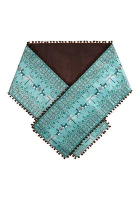 Green And Brown Printed Velvet Table Runner