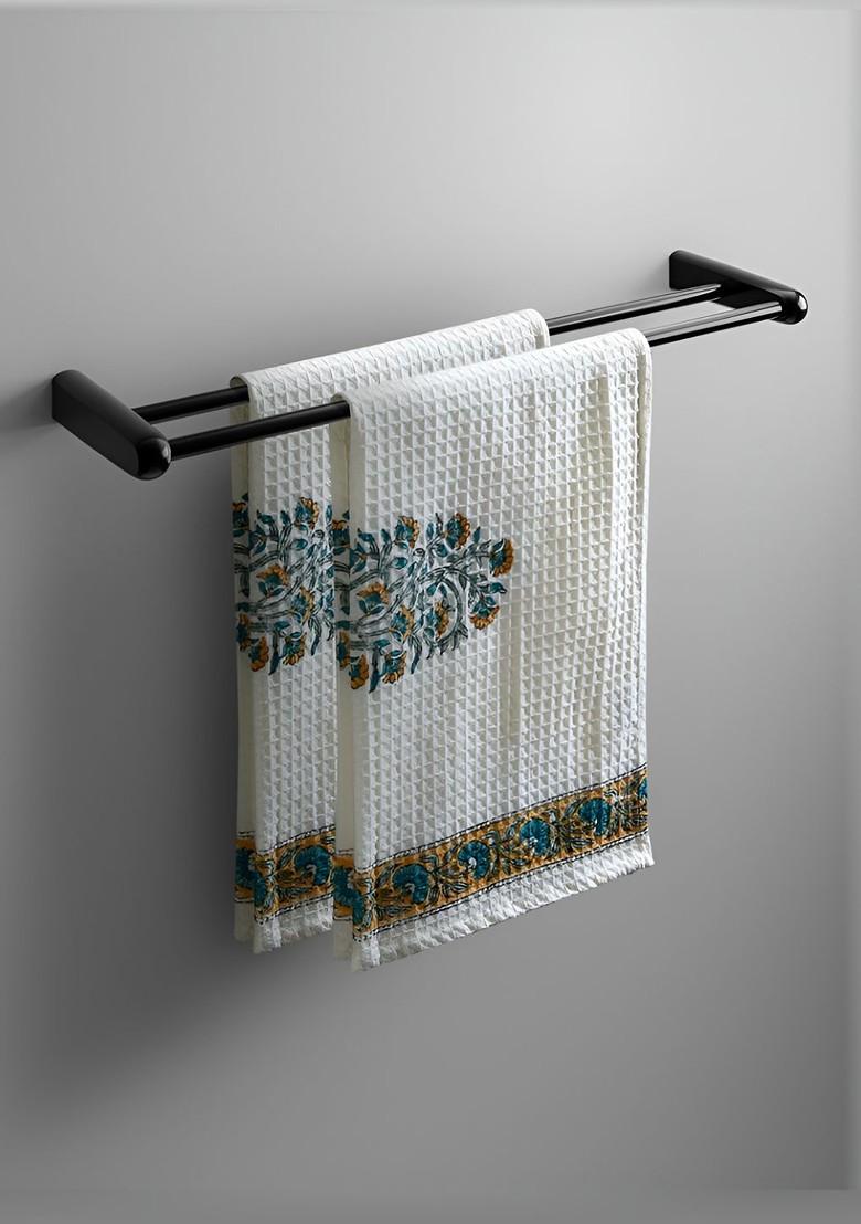 Yellow And White 2 Pieces Printed Cotton 170 Gsm Hand Towels