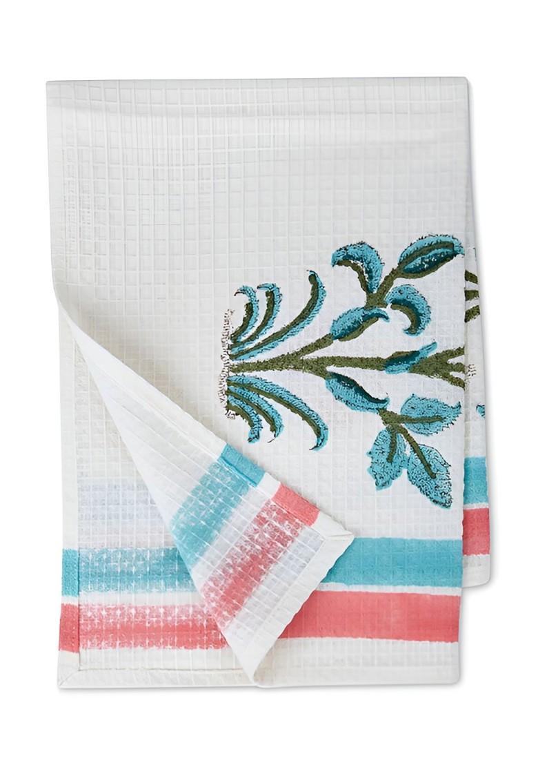 Peach And White 2 Pieces Printed Cotton 170 Gsm Hand Towels
