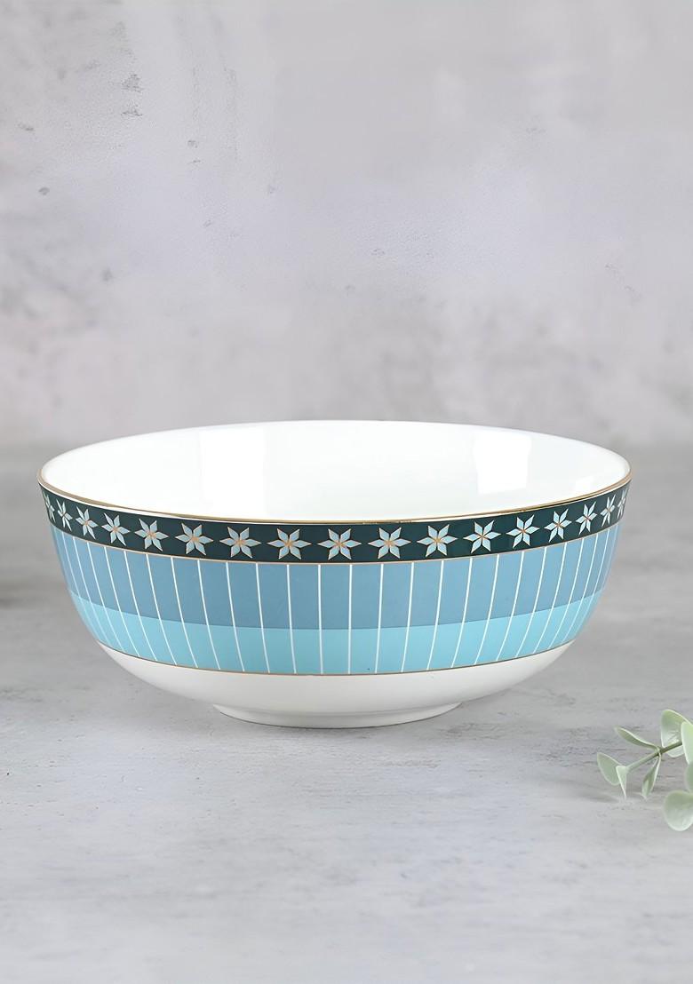 Blue And White Printed Dishwasher Safe Glossy Serving Bowls