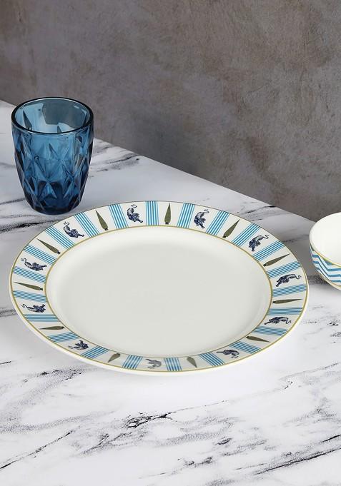 White Printed Dishwasher And Microwave Safe Bone China Plate