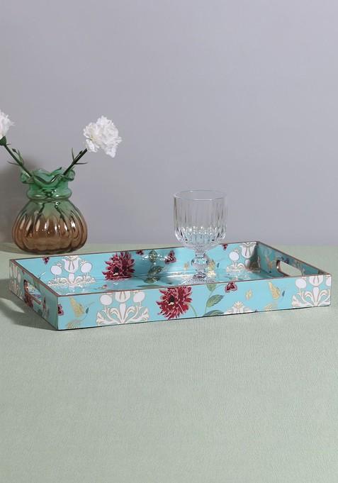 Blue Floral Printed Serving Tray