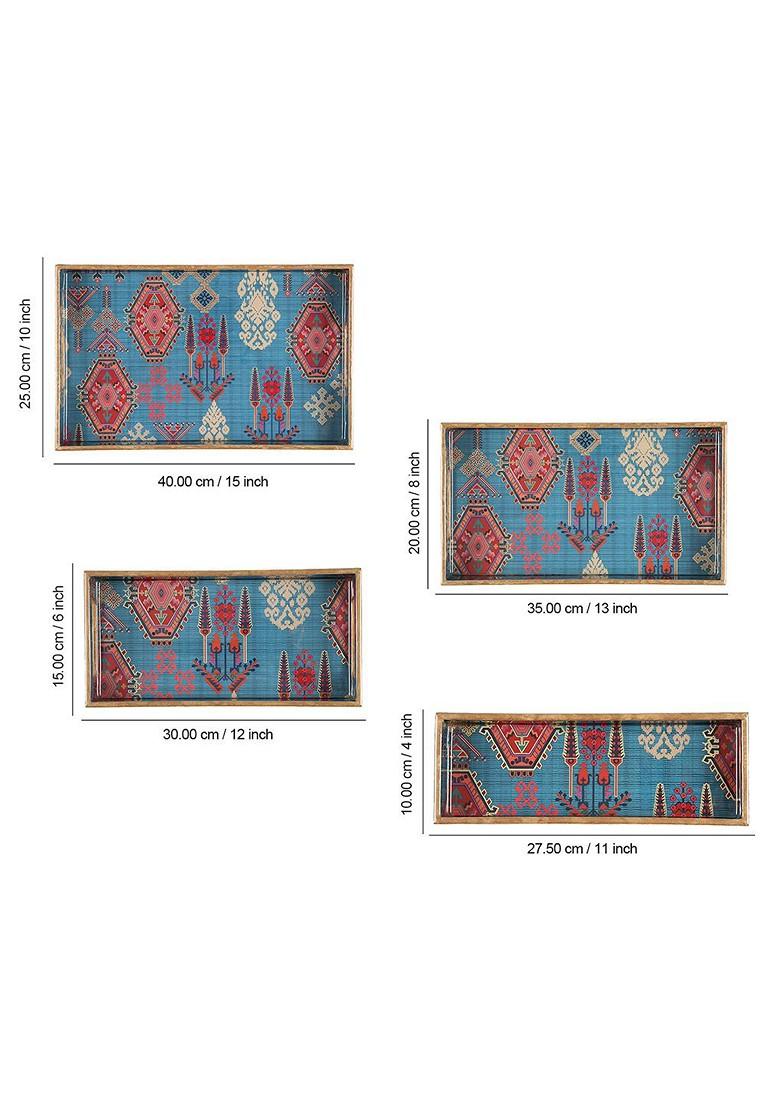 Enchanting Mirage Blue Geometric Printed Serving Tray
