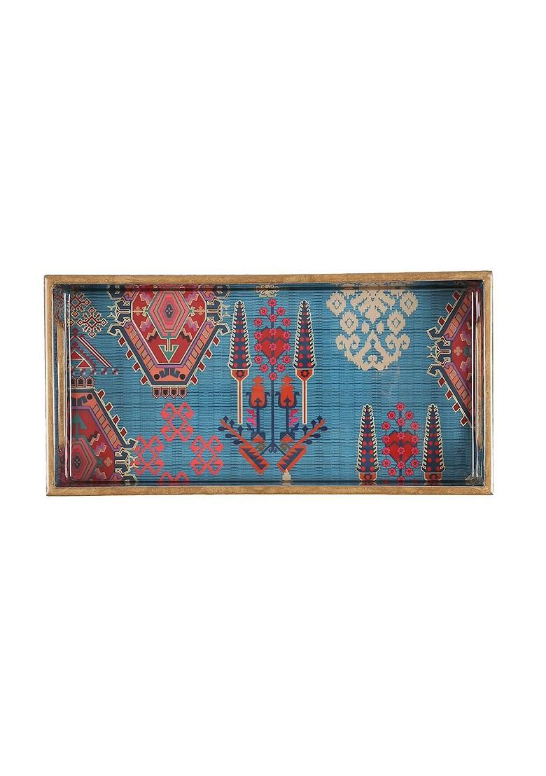 Enchanting Mirage Blue Geometric Printed Serving Tray