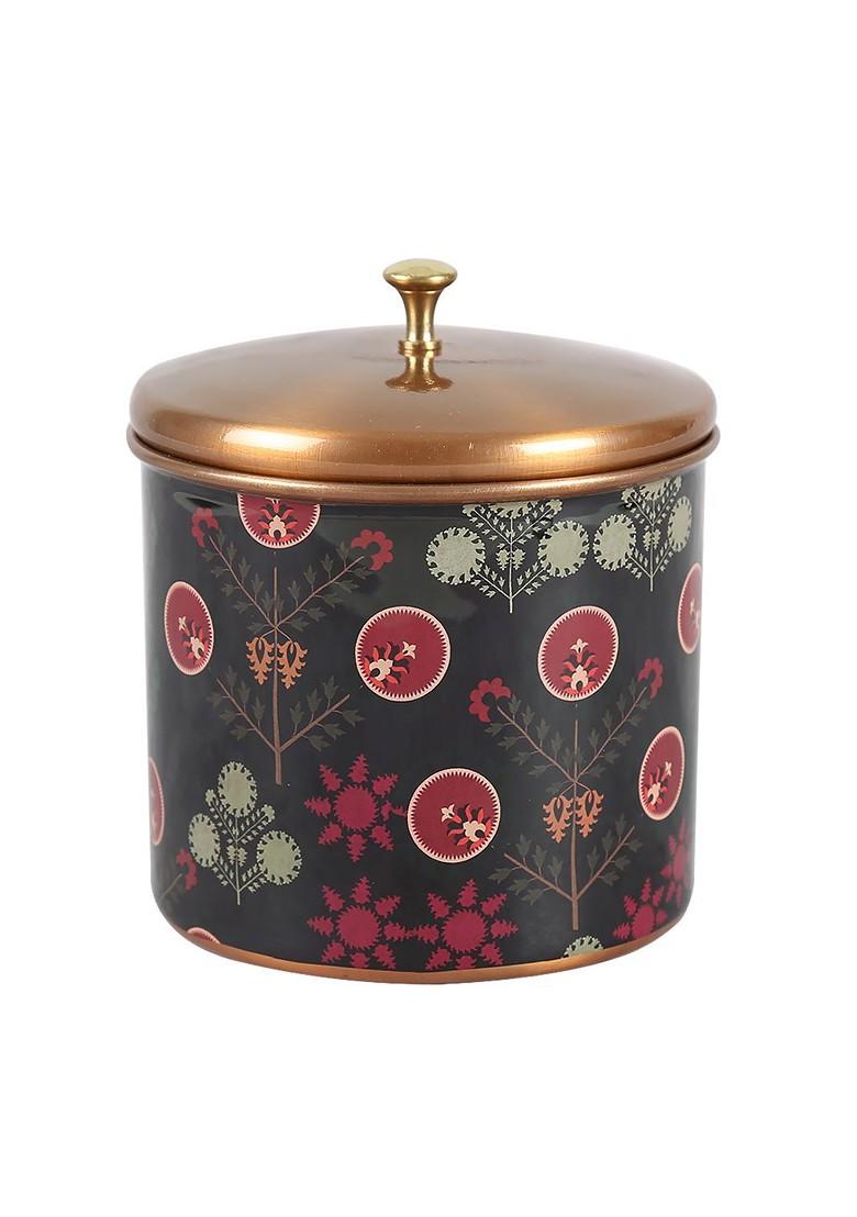 Raceme Rosettes Black Printed Stainless Steel Container