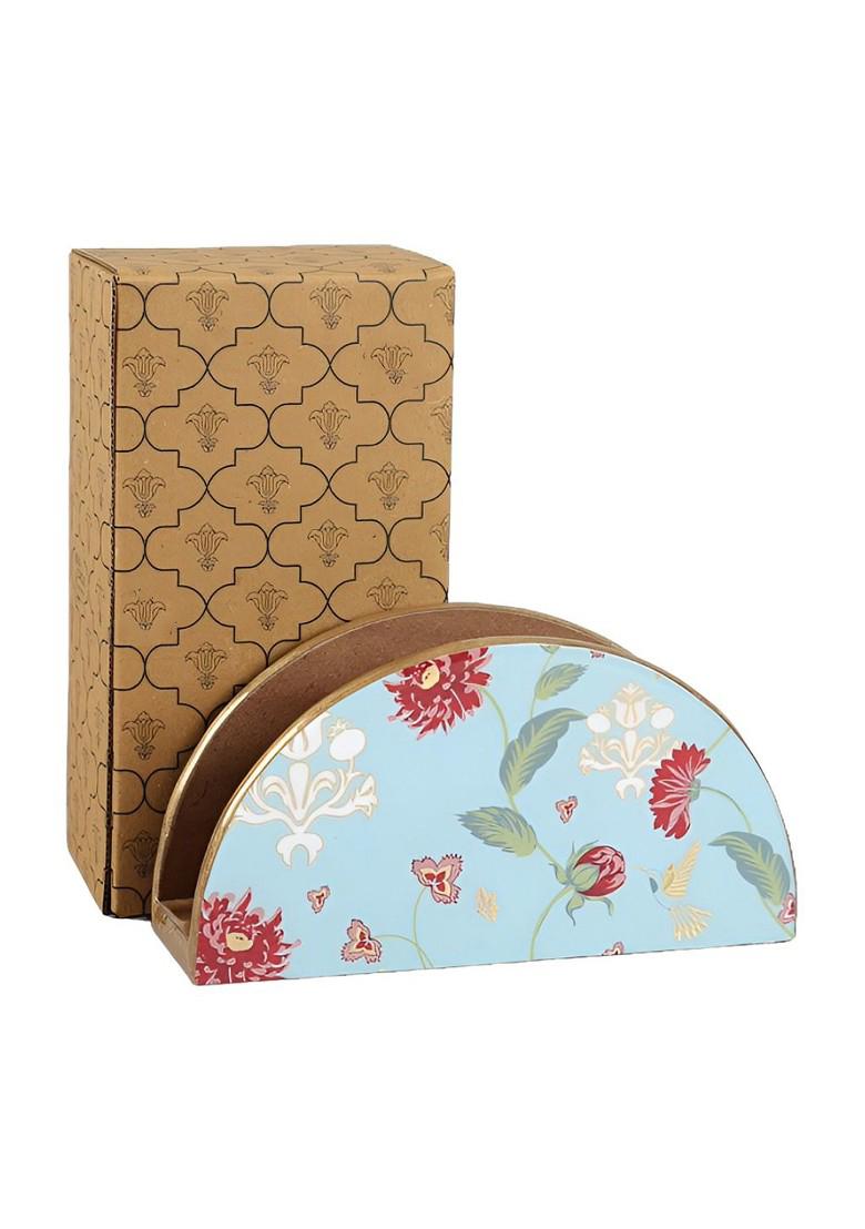 Blue Floral Printed Tissue Holder
