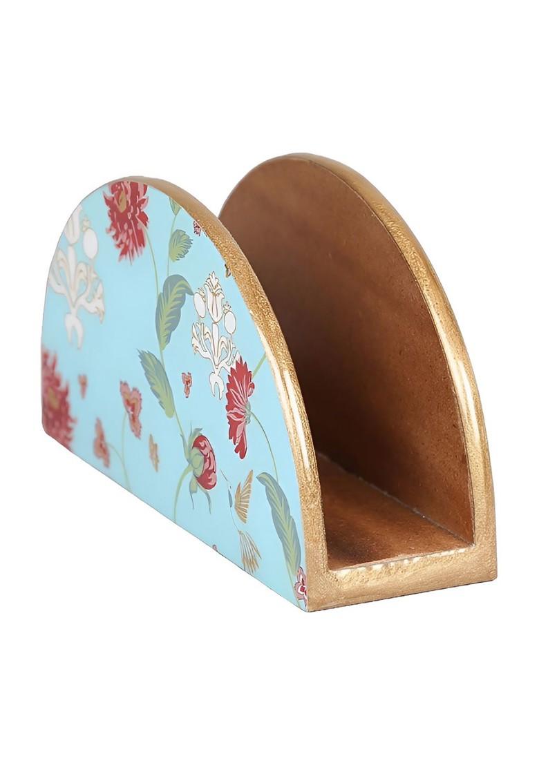 Blue Floral Printed Tissue Holder