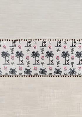 Cream Coloured Printed Micro Velvet Table Runner