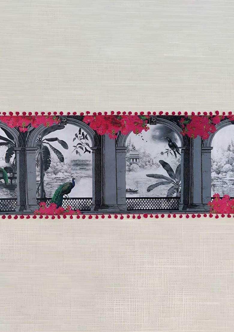 Black And Red Royal Hues Printed Velvet Table And Bed Runner