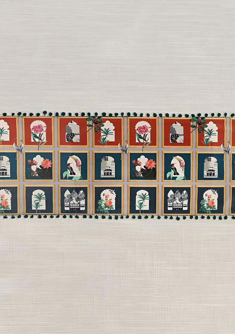 Red And Green Printed Table Runner