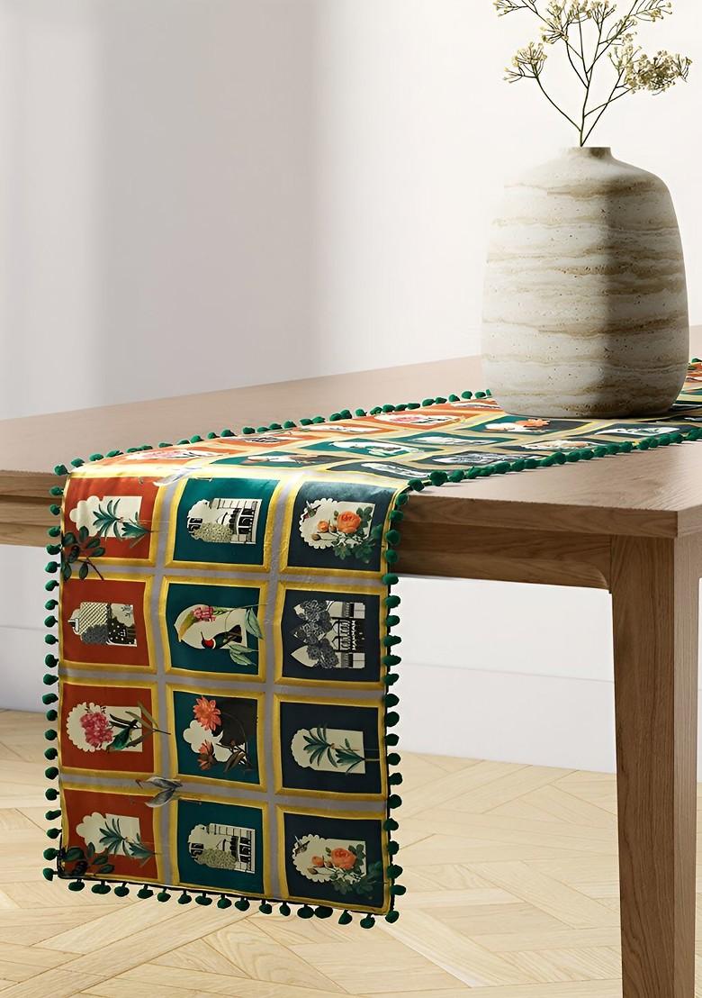 Red And Green Printed Table Runner