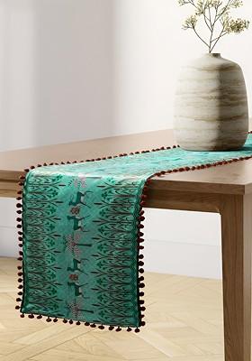 Green Printed Micro Velvet Table Runners