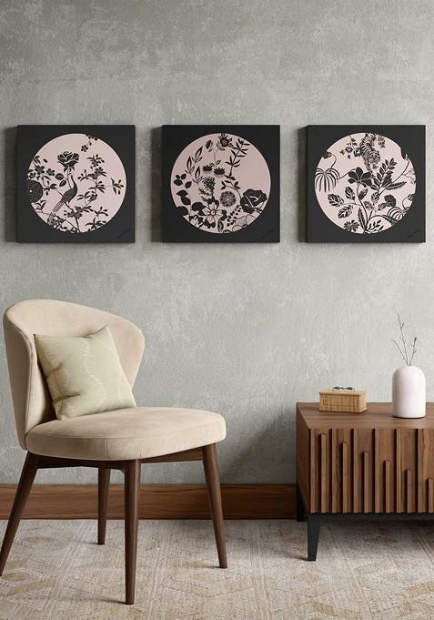 Black And Purple 3 Pieces Framed Wall Arts