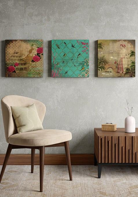 Green And Beige 3 Pieces Framed Wall Art