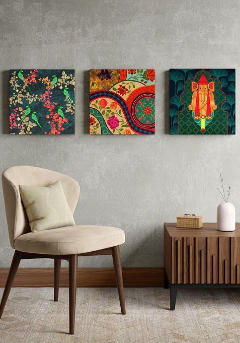 Black And Green 3 Pieces Framed Wall Art