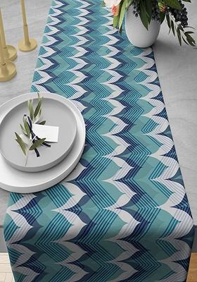 Blue And White 230 Gsm Lush Emerald Bliss Printed Table Runner