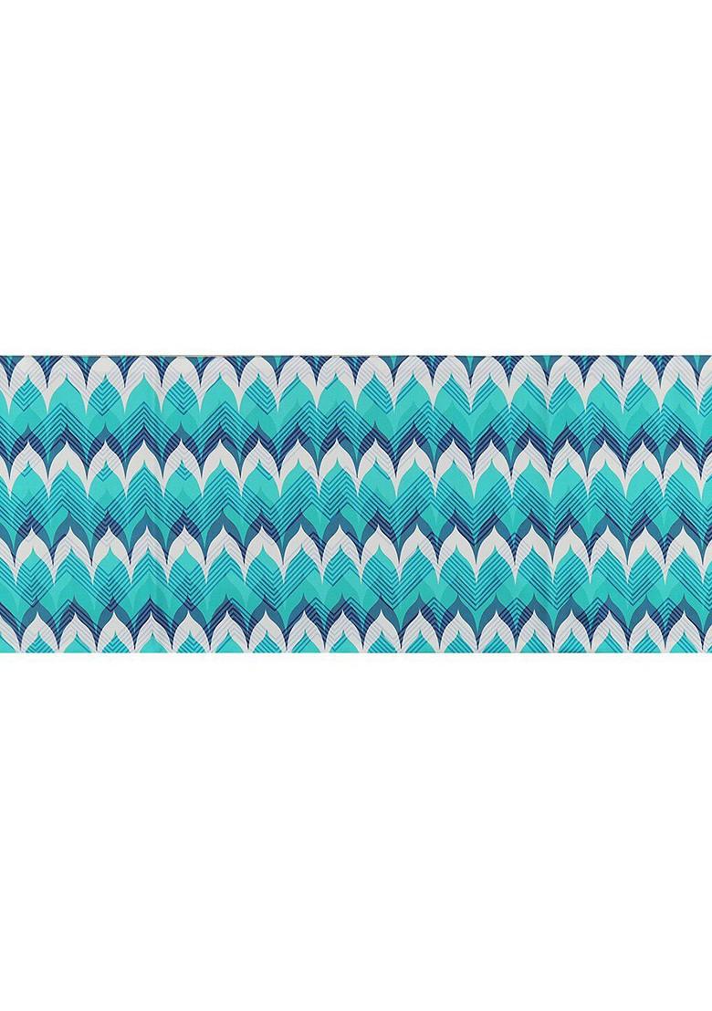 Blue And White 230 Gsm Lush Emerald Bliss Printed Table Runner