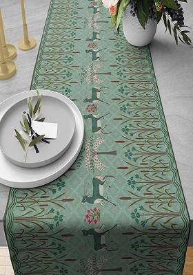 Green And Brown 230 Gsm Printed Table Runner
