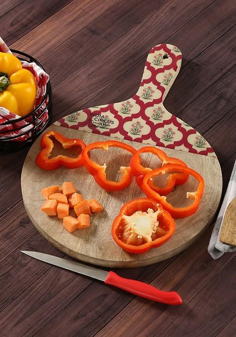 Red And Brown Printed Wooden Chopping Board