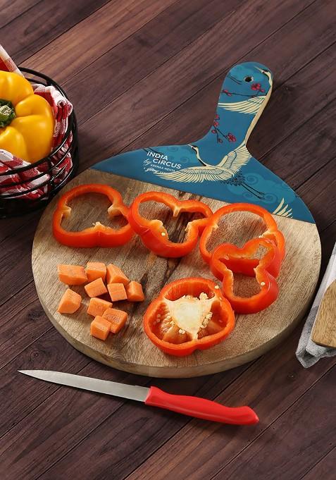 Blue And Beige Printed Wooden Chopping Board