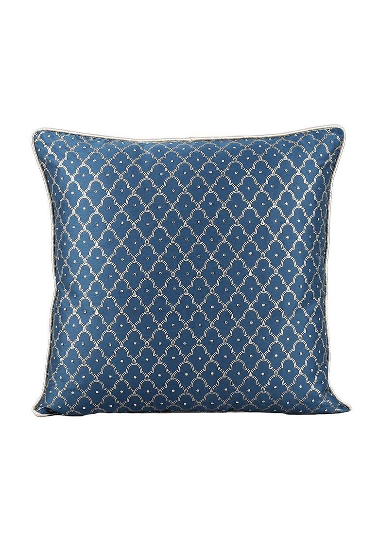 Blue Embroidered Square Cushion Covers