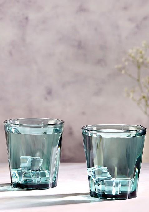 Green 2 Pieces Water Glass 300 Ml Each