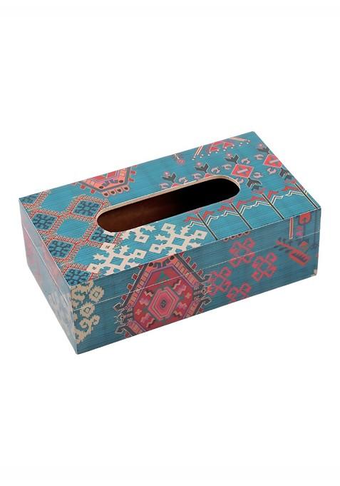 Blue And Red Wood Tissue Holders