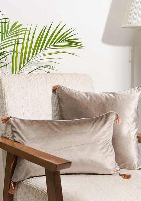 Coffee Brown And Grey Velvet Square Cushion Covers