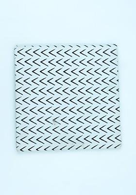 Coaster Set Of 4 White And Black 4 Pieces Printed Cotton Square Coasters