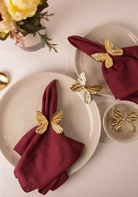 Set Of 4 Gold Butterfly Tissue Holders
