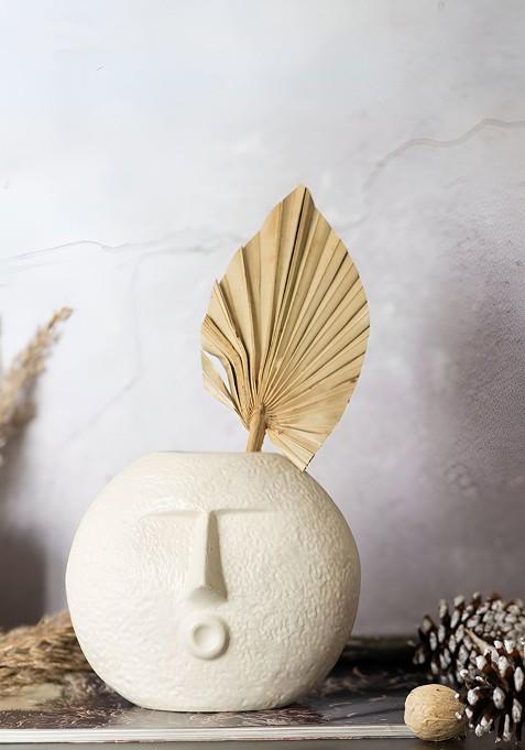 Matte Off White Kiss Ceramic Face Vase