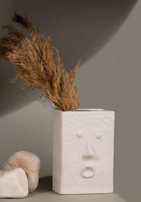 Matte Off White Jaw Dropper Ceramic Face Vase