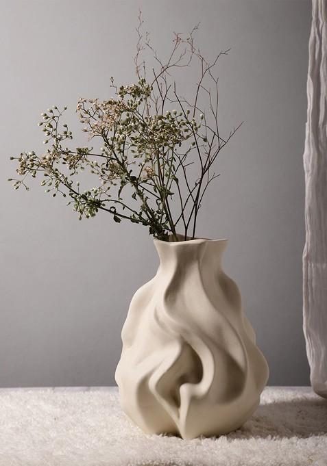 Off White Whispering Waves Ceramic Vase