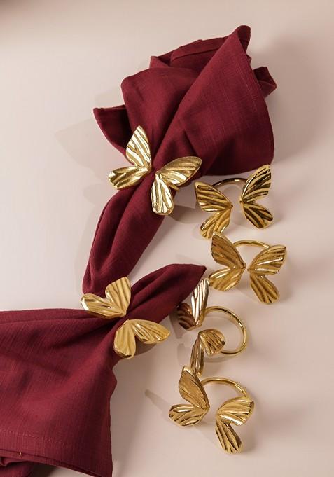 Set Of 6 Gold Butterfly Tissue Holders