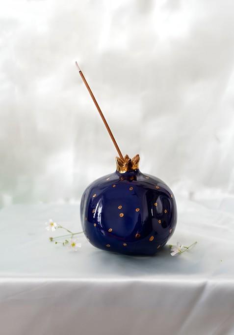 Blue And Gold Toned Pomegranate Figurine Showpiece