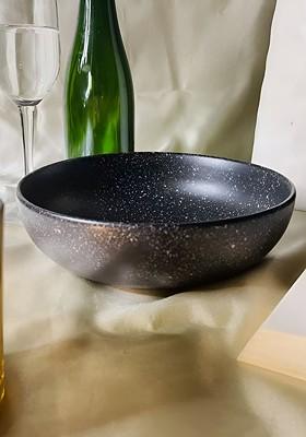 Sparkle Black Ceramic Serving Bowl