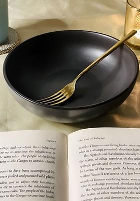 Classic Black Ceramic Serving Bowl