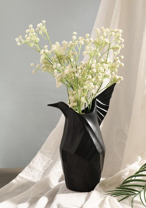 Glimpse Home Black Origami Bird Ceramic Vase