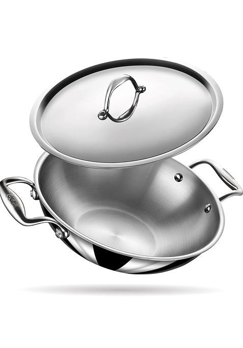 Stainless Steel Induction Base Kadhai With Lid