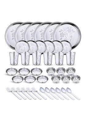 Steel 42 Pieces Printed Stainless Steel Dinner Set