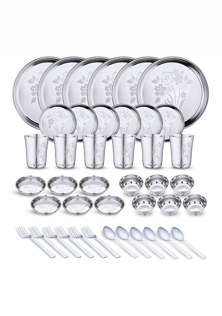 Steel 42 Pieces Printed Stainless Steel Dinner Set
