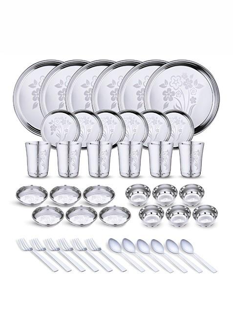 Steel 42 Pieces Printed Stainless Steel Dinner Set