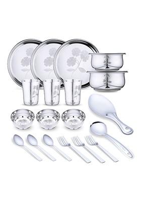 Steel 21 Pieces Printed Stainless Steel Dinner Set