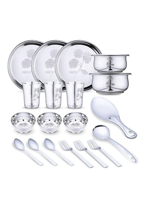 Steel 21 Pieces Printed Stainless Steel Dinner Set
