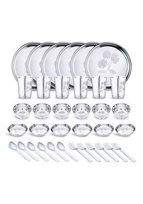 Steel 36 Pieces Printed Stainless Steel Dinner Set
