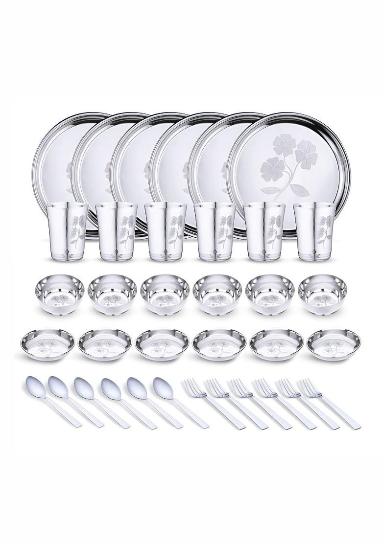 Steel 36 Pieces Printed Stainless Steel Dinner Set